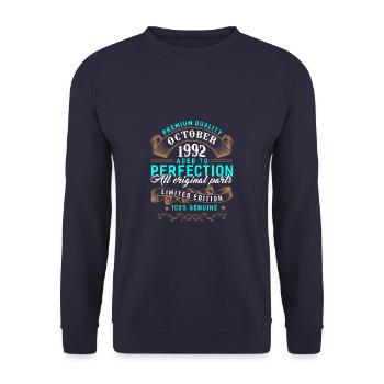October 1992 - 30th birthday gift. Legend. - Unisex Sweatshirt - navy - Front - Alina (178cm) & Michal (187cm)