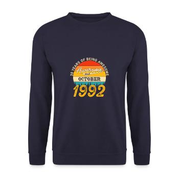 October 1992 - 30th birthday gift. Legend. - Unisex Sweatshirt - navy - Front - Alina (178cm) & Michal (187cm)