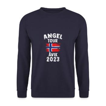 AVIK 2023 - Angel Tour Norwegen Geschenk - Unisex Pullover - Navy - Vorne - Alina (178cm) & Michal (187cm)