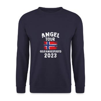 Geirangerfjord 2023 - Angeln Norwegen - Unisex Pullover - Navy - Vorne - Alina (178cm) & Michal (187cm)