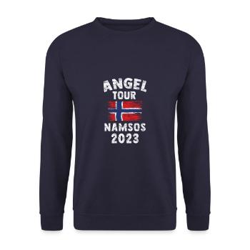 NAMSOS 2023 - Angel Tour Norwegen Personalisierbar - Unisex Pullover - Navy - Vorne - Alina (178cm) & Michal (187cm)