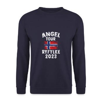 RYFYLKE 2023 Angel Tour Norwegen Personalisierbar - Unisex Pullover - Navy - Vorne - Alina (178cm) & Michal (187cm)