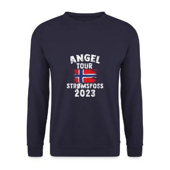 STRÖMSFOSS 2023 - Angel Tour Norwegen - Unisex Pullover - Navy - Vorne - Alina (178cm) & Michal (187cm)