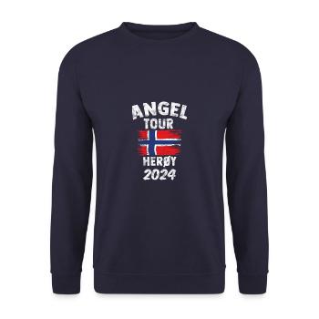 HERÖY 2024 - Angel Tour Norwegen Personalisierbar - Unisex Pullover - Navy - Vorne - Alina (178cm) & Michal (187cm)