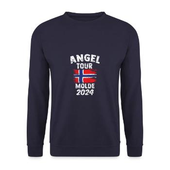 Molde 2024 - Angel Tour Norwegen Personalisierbar - Unisex Pullover - Navy - Vorne - Alina (178cm) & Michal (187cm)