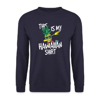 This is my Hawaiian shirt - Unisex Sweatshirt - navy - Front - Alina (178cm) & Michal (187cm)