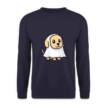 Golden Retriever Dog HalloweenGhost - Unisex Sweatshirt - navy - Front - Alina (178cm) & Michal (187cm)