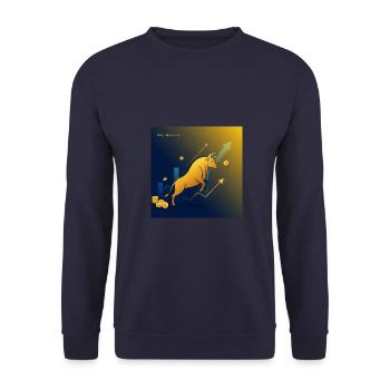 Golden Trading Bull - Success, Wealth, Money - Unisex Sweatshirt - navy - Front - Alina (178cm) & Michal (187cm)