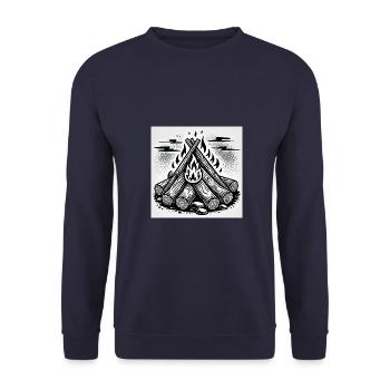 Flame Play in Comic Style: Campfire Art - Unisex Sweatshirt - navy - Front - Alina (178cm) & Michal (187cm)