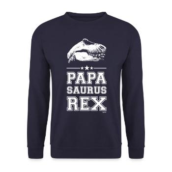 Papa Saurus Rex - Unisex Sweatshirt - navy - Front - Alina (178cm) & Michal (187cm)