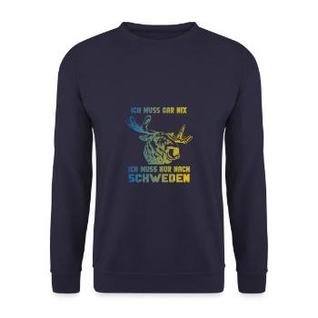 Ich muss wieder nach Schweden - Unisex Pullover - Navy - Vorne - Alina (178cm) & Michal (187cm)