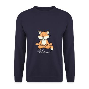 Auszeit Durchatmen Wusaaa Fuchs - Unisex Pullover - Navy - Vorne - Alina (178cm) & Michal (187cm)