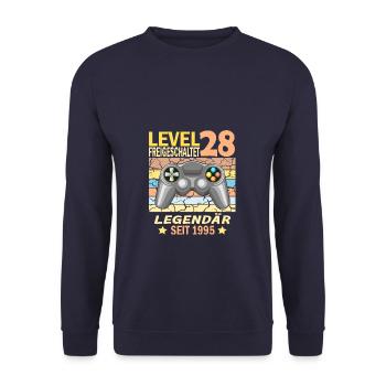 28. Geburtstag Gamer zocken Geburtstjahr 1995 - Unisex Pullover - Navy - Vorne - Alina (178cm) & Michal (187cm)