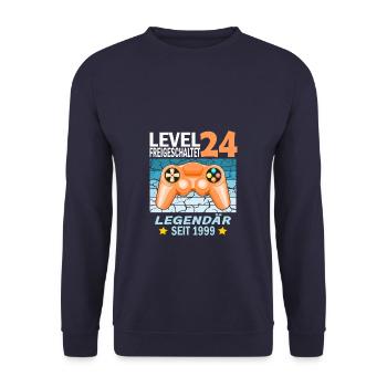 24. Geburtstag Gamer zocken Geburtstjahr 1999 - Unisex Pullover - Navy - Vorne - Alina (178cm) & Michal (187cm)
