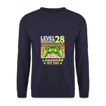 28. Geburtstag Gamer zocken Geburtstjahr 1995 - Unisex Pullover - Navy - Vorne - Alina (178cm) & Michal (187cm)