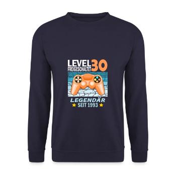 30. Geburtstag Gamer zocken Geburtstjahr 1993 - Unisex Pullover - Navy - Vorne - Alina (178cm) & Michal (187cm)