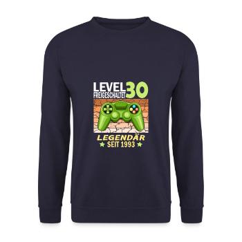 30. Geburtstag Gamer zocken Geburtstjahr 1993 - Unisex Pullover - Navy - Vorne - Alina (178cm) & Michal (187cm)
