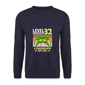 32. Geburtstag Gamer zocken Geburtstjahr 1991 - Unisex Pullover - Navy - Vorne - Alina (178cm) & Michal (187cm)