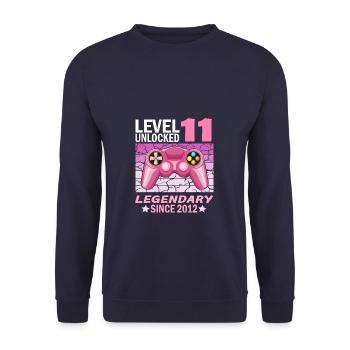 11. Geburtstag Gamer zocken Geburtstjahr 2012 - Unisex Pullover - Navy - Vorne - Alina (178cm) & Michal (187cm)