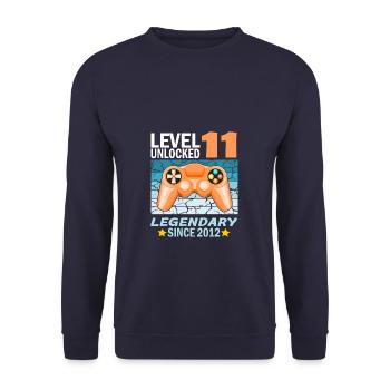 11. Geburtstag Gamer zocken Geburtstjahr 2012 - Unisex Pullover - Navy - Vorne - Alina (178cm) & Michal (187cm)