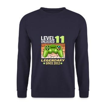 11. Geburtstag Gamer zocken Geburtstjahr 2012 - Unisex Pullover - Navy - Vorne - Alina (178cm) & Michal (187cm)