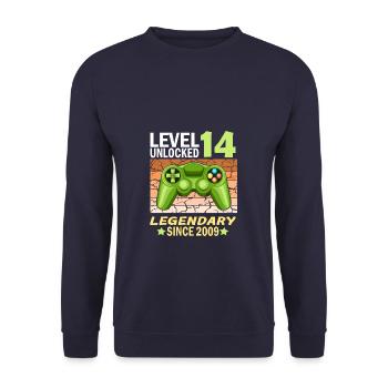 14. Geburtstag Gamer zocken Geburtstjahr 2009 - Unisex Pullover - Navy - Vorne - Alina (178cm) & Michal (187cm)