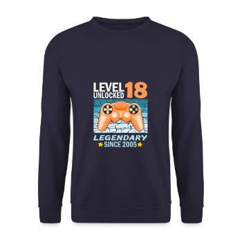 18. Geburtstag Gamer zocken Geburtstjahr 2005 - Unisex Pullover - Navy - Vorne - Alina (178cm) & Michal (187cm)