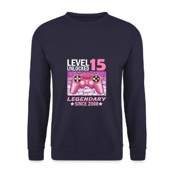 15. Geburtstag Gamer zocken Geburtstjahr 2008 - Unisex Pullover - Navy - Vorne - Alina (178cm) & Michal (187cm)