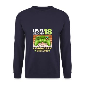 18. Geburtstag Gamer zocken Geburtstjahr 2005 - Unisex Pullover - Navy - Vorne - Alina (178cm) & Michal (187cm)