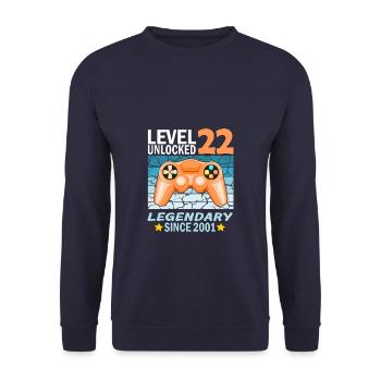 22. Geburtstag Gamer zocken Geburtstjahr 2001 - Unisex Pullover - Navy - Vorne - Alina (178cm) & Michal (187cm)