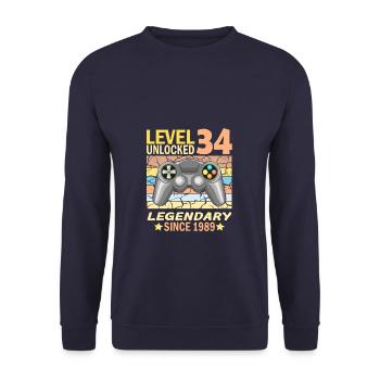 34. Geburtstag Gamer zocken Geburtstjahr 1989 - Unisex Pullover - Navy - Vorne - Alina (178cm) & Michal (187cm)
