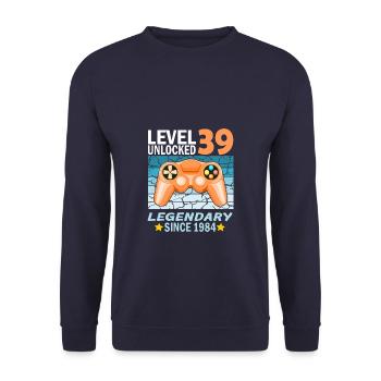 39. Geburtstag Gamer zocken Geburtstjahr 1984 - Unisex Pullover - Navy - Vorne - Alina (178cm) & Michal (187cm)