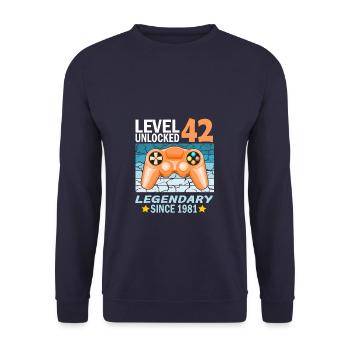 42. Geburtstag Gamer zocken Geburtstjahr 1981 - Unisex Pullover - Navy - Vorne - Alina (178cm) & Michal (187cm)