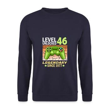 46. Geburtstag Gamer zocken Geburtstjahr 1977 - Unisex Pullover - Navy - Vorne - Alina (178cm) & Michal (187cm)