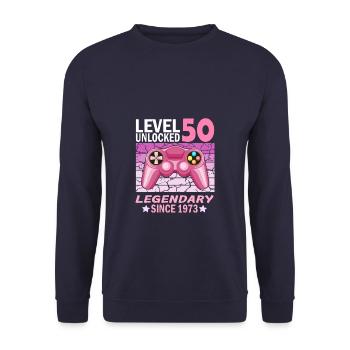 50. Geburtstag Gamer zocken Geburtstjahr 1973 - Unisex Pullover - Navy - Vorne - Alina (178cm) & Michal (187cm)