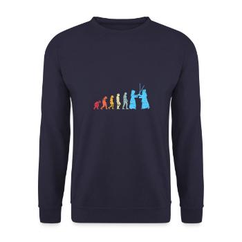 Kendo – Martial Art Vintage Combat Sprüche - Unisex Pullover - Navy - Vorne - Alina (178cm) & Michal (187cm)