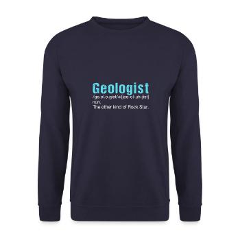 Gology Gologist Felsen Vintage Mineralien Sprüche - Unisex Pullover - Navy - Vorne - Alina (178cm) & Michal (187cm)