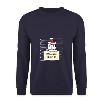 Es eskaliert eh lustige Weihnachten Einhorn Katze - Unisex Pullover - Navy - Vorne - Alina (178cm) & Michal (187cm)