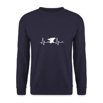 Schmied Schmieden Forger Blacksmithing Vintage - Unisex Pullover - Navy - Vorne - Alina (178cm) & Michal (187cm)