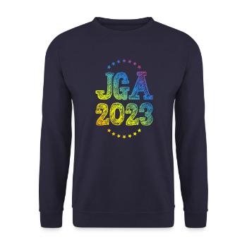 Jga 2023 Junggesellenabschied - Unisex Pullover - Navy - Vorne - Alina (178cm) & Michal (187cm)