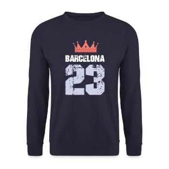 Barcelona 23 Trikot 2023 - Unisex Pullover - Navy - Vorne - Alina (178cm) & Michal (187cm)