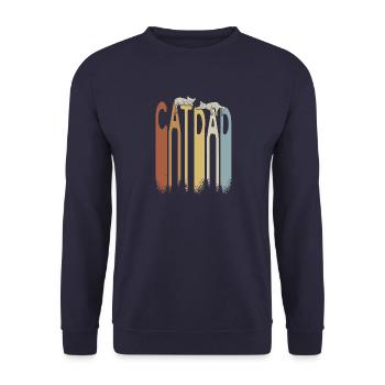 Retro Cat Dad Cat Dad with Sleeping Cats - Unisex Sweatshirt - navy - Front - Alina (178cm) & Michal (187cm)