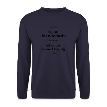 Keine Schokolade ist auch keine Lösung Geschenk - Unisex Pullover - Navy - Vorne - Alina (178cm) & Michal (187cm)