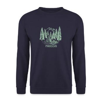 Freedome Bergwanderung - Unisex Pullover - Navy - Vorne - Alina (178cm) & Michal (187cm)