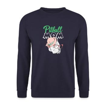 Pitbull Mama T-Shirt - Unisex Pullover - Navy - Vorne - Alina (178cm) & Michal (187cm)