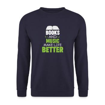Buch Bücher Musik lesen - Unisex Pullover - Navy - Vorne - Alina (178cm) & Michal (187cm)