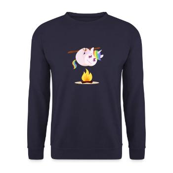 Unicorn Unicorn grilling food Tasty fire - Unisex Sweatshirt - navy - Front - Alina (178cm) & Michal (187cm)