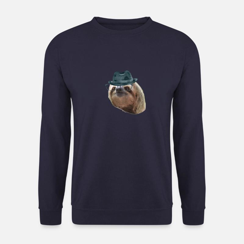 Sloth Black Glasses Gangsterhut Sloths In Clothes - Unisex Pullover - Navy