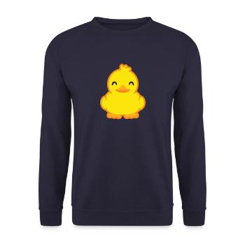 Canard doux en jaune - Sweat-shirt Unisexe - marine - Devant - Alina (178cm) & Michal (187cm)