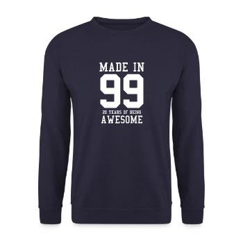 20 anniversaire Made in 1999 Né 90 ans cadeau - Sweat-shirt Unisexe - marine - Devant - Alina (178cm) & Michal (187cm)